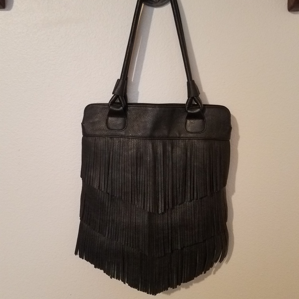 Black Fringed Purse
